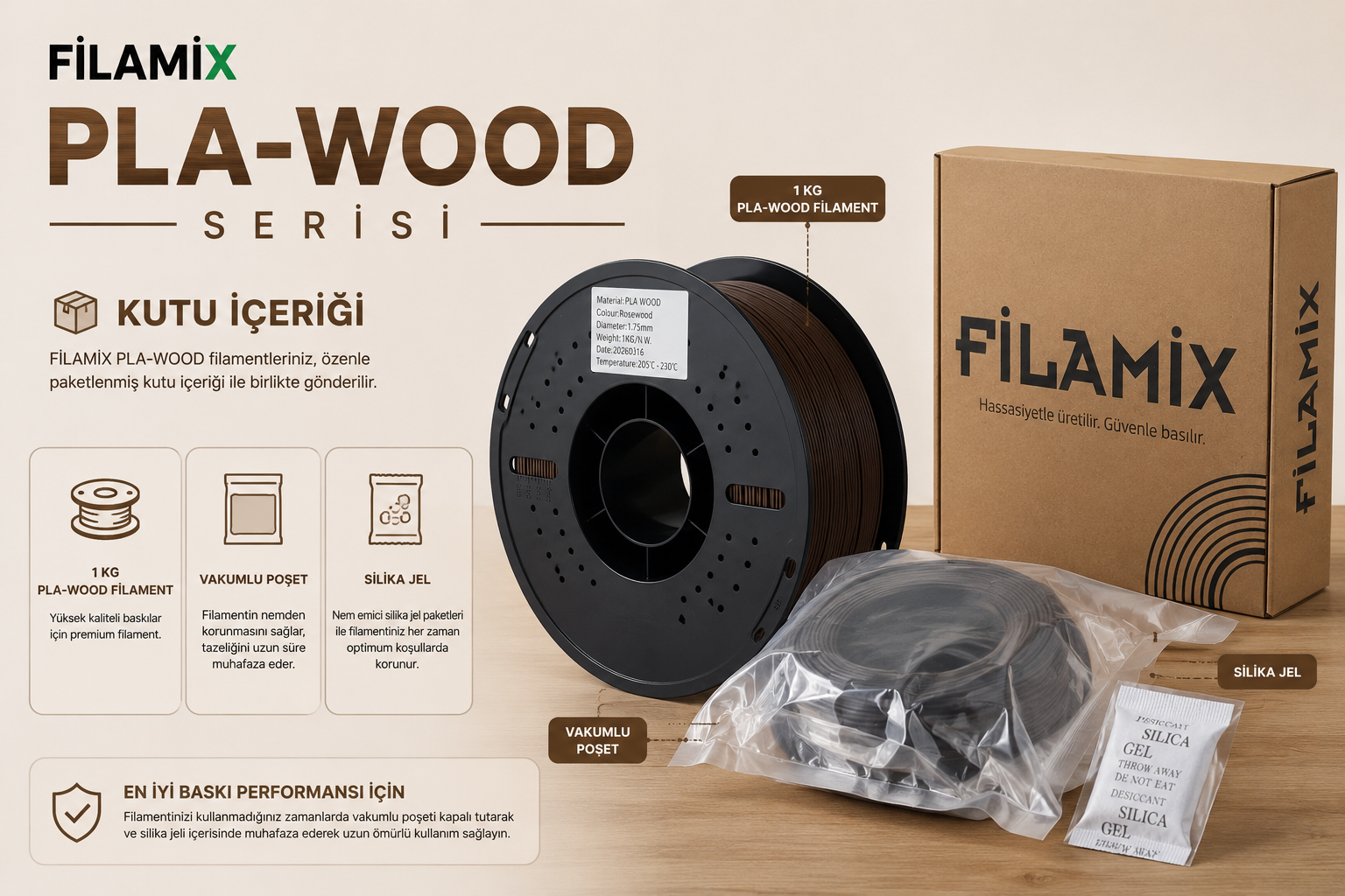 Filamix PLA Wood makara ve ambalaj