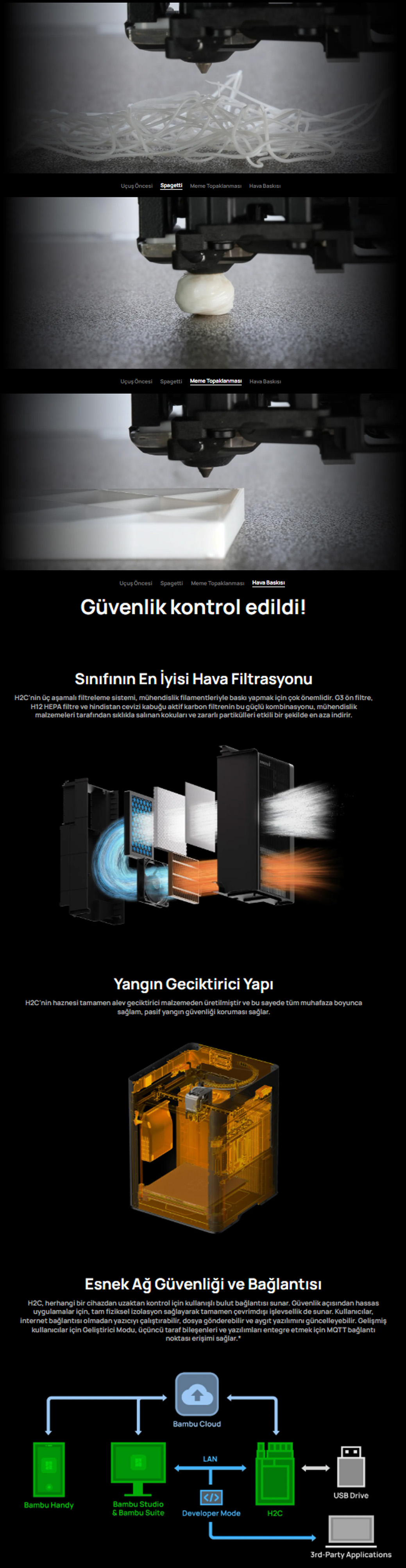 Bambu Lab H2c Combo 3D Yazıcı - Çift Nozul, 350°C Hotend, Endüstriyel Hassasiyet