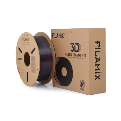 FİLAMİX SİLK SİYAH KIRMIZI PLA FİLAMENT 1.75MM 1KG - İPEK PARLAK SERİ